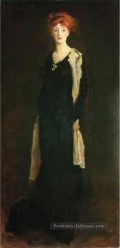 portrait Tableau Peinture - O en noir avec écharpe aka Marjorie Organ Henri portrait Ashcan école Robert Henri
